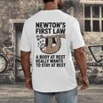 Newtons First Law Physics Jokes Science Teacher Men's Back Print T-Shirt, funny design Newtons First Law Physics Jokes Science Teacher Men's Back Print T-Shirt, funny design