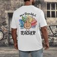 One Thankful Teacher Turkey Pencil Thanksgiving Teachers Men's Back Print T-Shirt, funny design