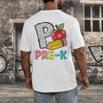 P Is For Pre-K Teacher Pencil Apple Back To School Men's Back Print T-Shirt, funny design P Is For Pre-K Teacher Pencil Apple Back To School Men's Back Print T-Shirt, funny design