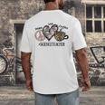 Peace Love Coffee Science Teacher Men's Back Print T-Shirt, funny design