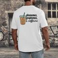 Phonemes Graphemes And Caffeine Coffee Teacher Appreciation Men's Back Print T-Shirt, funny design