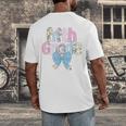 Preppy Fifth Grade Teacher Blue Floral Coquette Pencil Bow Men's Back Print T-Shirt, funny design Preppy Fifth Grade Teacher Blue Floral Coquette Pencil Bow Men's Back Print T-Shirt, funny design