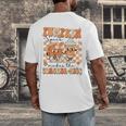 Pumpkin Spice Makes The Teacher Nice Teacher Graduation Men's Back Print T-Shirt, funny design