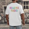 READING ROCKS English Teacher ELA ABCD Read Star Kinder Men's Back Print T-Shirt, funny design READING ROCKS English Teacher ELA ABCD Read Star Kinder Men's Back Print T-Shirt, funny design