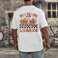 Retro Fall In Love With Learning Autumn Pumpkin Teacher Men's Back Print T-Shirt, funny design