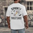 Spooky Toddler Teacher Halloween School Men's Back Print T-Shirt, funny design
