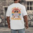 I Teach In My Pajamas Teacher Sunset Bear Retro Men's Back Print T-Shirt, funny design I Teach In My Pajamas Teacher Sunset Bear Retro Men's Back Print T-Shirt, funny design