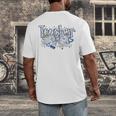 Teacher Blue Chinoiserie Coquette Bow Heart Teacher Life Men's Back Print T-Shirt, funny design