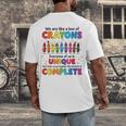 Teacher We Are Like a Box Of Crayons Back To School Men's Back Print T-Shirt, funny design