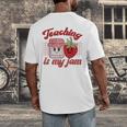 Teaching Is My Jam Cute Strawberry For Women Teachers Men's Back Print T-Shirt, funny design