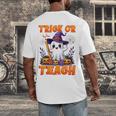 Trick Or Teach Teacher Halloween Ghost Pencil Floral Men's Back Print T-Shirt, funny design