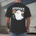 Books Halloween Librarian Teacher Reader Reading Book Lover Men's Back Print T-Shirt, gift for family, gift for coworker