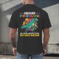 Childcare Providersaurus Daycare Teachers Men's Back Print T-Shirt, gift for family, gift for coworker