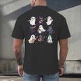 Cute Ghost Cat Playing Musical Halloween Music Teacher Men's Back Print T-Shirt, gift for family, gift for coworker