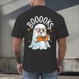 Cute Ghost Reading Book Librarian Teacher Halloween Costume Men's Back Print T-Shirt, gift for family, gift for coworker