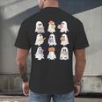 Cute Ghost Reading Books Teacher Halloween Reading Men Women Kids Men's Back Print T-Shirt, gift for family, gift for coworker