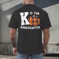 Fall Kindergarten Teacher K Is For Buffalo Plaid Pumpkin Men's Back Print T-Shirt, gift for family, gift for coworker Fall Kindergarten Teacher K Is For Buffalo Plaid Pumpkin Men's Back Print T-Shirt, gift for family, gift for coworker