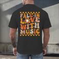 Fall In Love With Music Groovy Thanksgiving Music Teacher Men Women Girls Kids Men's Back Print T-Shirt, gift for family, gift for coworker Fall In Love With Music Groovy Thanksgiving Music Teacher Men Women Girls Kids Men's Back Print T-Shirt, gift for family, gift for coworker
