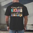 Groovy Some Call It Chaos We Call It Kindergarten Teacher Men's Back Print T-Shirt, gift for family, gift for coworker Groovy Some Call It Chaos We Call It Kindergarten Teacher Men's Back Print T-Shirt, gift for family, gift for coworker