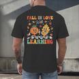 Groovy Fall In Love With Learning Autumn Pumpkin Teacher Men's Back Print T-Shirt, gift for family, gift for coworker Groovy Fall In Love With Learning Autumn Pumpkin Teacher Men's Back Print T-Shirt, gift for family, gift for coworker