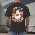 Groovy Halloween Trick Or Teach Retro Floral Ghost Teacher For Men Women Kids Men's Back Print T-Shirt, gift for family, gift for coworker Groovy Halloween Trick Or Teach Retro Floral Ghost Teacher For Men Women Kids Men's Back Print T-Shirt, gift for family, gift for coworker