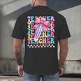 Groovy Teacher Cute Coquette Bow Flower Retro Back To School Men's Back Print T-Shirt, gift for family, gift for coworker