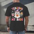 Groovy Teaching My Boos Teacher Ghost Halloween Teacher Men's Back Print T-Shirt, gift for family, gift for coworker