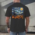 Halloween Pumpkin Starry Night Van Gogh Art Teacher Men's Back Print T-Shirt, gift for family, gift for coworker