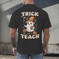 Halloween Teacher Shirts Women School Trick Or Teach Groovy Men's Back Print T-Shirt, gift for family, gift for coworker