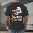 Halloween Teacher Women Cute Reading Ghost Read More Books Men's Back Print T-Shirt, gift for family, gift for coworker