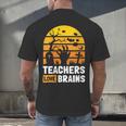 Halloween Teachers Science Math Teachers Love Brains Men's Back Print T-Shirt, gift for family, gift for coworker