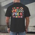 Hello Pre-K Back To School Teacher Student Fun Graphic Tee Men's Back Print T-Shirt, gift for family, gift for coworker