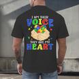 I Am Their Voice They Are My Heart Autism Awareness Teacher Men's Back Print T-Shirt, gift for family, gift for coworker