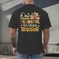 One Thankful 4th Grade Teacher Turkey Leopard Thanksgiving Men's Back Print T-Shirt, gift for family, gift for coworker
