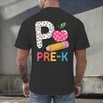 P Is For Pre K Teacher Student Pencil Apple Back To School Men's Back Print T-Shirt, gift for family, gift for coworker P Is For Pre K Teacher Student Pencil Apple Back To School Men's Back Print T-Shirt, gift for family, gift for coworker