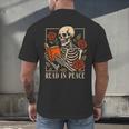 Read In Peace Skeleton Reading Book Halloween Teacher Men's Back Print T-Shirt, gift for family, gift for coworker Read In Peace Skeleton Reading Book Halloween Teacher Men's Back Print T-Shirt, gift for family, gift for coworker