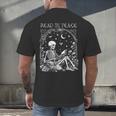Read In Peace Skeleton Reading Teacher Spooky Halloween Men's Back Print T-Shirt, gift for family, gift for coworker Read In Peace Skeleton Reading Teacher Spooky Halloween Men's Back Print T-Shirt, gift for family, gift for coworker