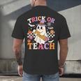 Retro Floral Ghost Trick Or Teach Groovy Teacher Halloween Men's Back Print T-Shirt, gift for family, gift for coworker Retro Floral Ghost Trick Or Teach Groovy Teacher Halloween Men's Back Print T-Shirt, gift for family, gift for coworker