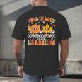 Retro Pumpkin Fall In Love With Learning Autumn Teacher Men's Back Print T-Shirt, gift for family, gift for coworker