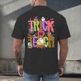 Retro Trick Or Teach Leopard Ghost Halloween Spooky Teacher Men's Back Print T-Shirt, gift for family, gift for coworker Retro Trick Or Teach Leopard Ghost Halloween Spooky Teacher Men's Back Print T-Shirt, gift for family, gift for coworker