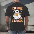Retro Vintage Groovy Trick Or Teach Teacher Halloween For Men Women Kids Men's Back Print T-Shirt, gift for family, gift for coworker