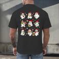 Santa Ghost Reading Books Christmas Library Teacher Men's Back Print T-Shirt, gift for family, gift for coworker