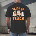 Teacher Halloween Trick Or Teach Retro Groovy Floral Ghost Men's Back Print T-Shirt, gift for family, gift for coworker Teacher Halloween Trick Or Teach Retro Groovy Floral Ghost Men's Back Print T-Shirt, gift for family, gift for coworker