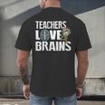 Teachers Love Brains Zombie Halloween Hilarious Men's Back Print T-Shirt, gift for family, gift for coworker