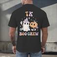 TK Boo Crew Retro Groovy Halloween Floral Ghost TK Teacher Men Women Kids Men's Back Print T-Shirt, gift for family, gift for coworker
