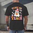 Trick Or Teach Cute Floral Ghost Teacher Halloween Costume Men's Back Print T-Shirt, gift for family, gift for coworker
