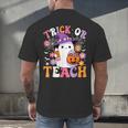 Trick Or Teach Groovy Teacher Ghost Halloween Teacher Men's Back Print T-Shirt, gift for family, gift for coworker Trick Or Teach Groovy Teacher Ghost Halloween Teacher Men's Back Print T-Shirt, gift for family, gift for coworker