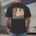 Trick Or Teach Groovy Teacher Halloween Floral Ghost Men's Back Print T-Shirt, gift for family, gift for coworker Trick Or Teach Groovy Teacher Halloween Floral Ghost Men's Back Print T-Shirt, gift for family, gift for coworker