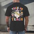 Trick Or Teach Groovy Teacher Halloween Retro Teacher Ghost Men's Back Print T-Shirt, gift for family, gift for coworker Trick Or Teach Groovy Teacher Halloween Retro Teacher Ghost Men's Back Print T-Shirt, gift for family, gift for coworker