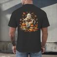 Vintage Ghost Book Reading Pumpkin Gothic Halloween Teachers Men Women Kids Men's Back Print T-Shirt, gift for family, gift for coworker